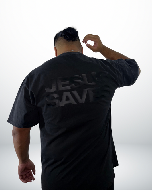Jesus Saves - Black on Black